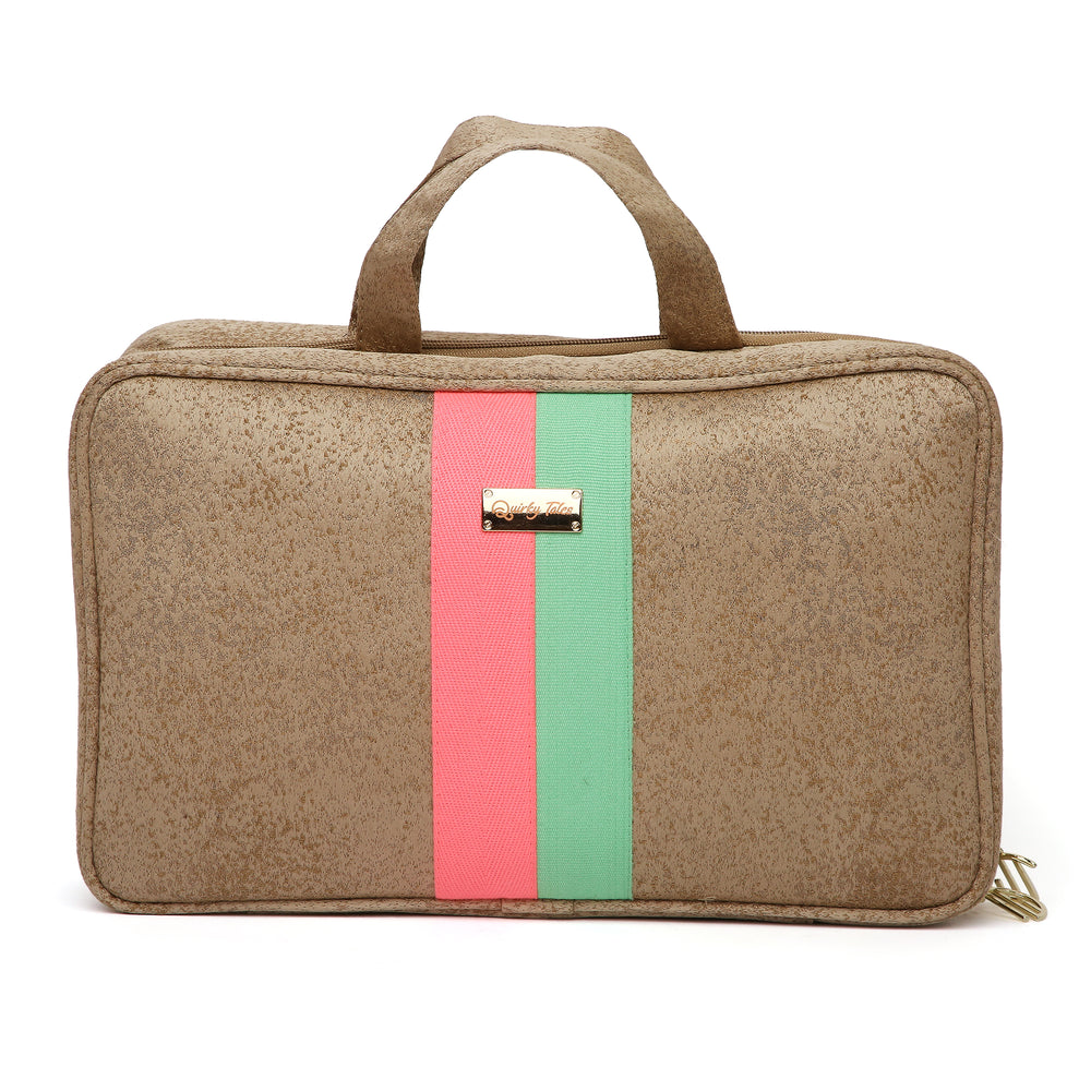 BEIGE STRIPE VANITY ORGANISER