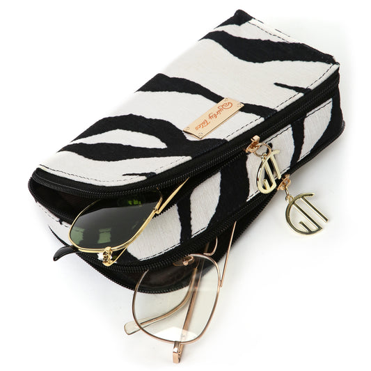 BLACK WHITE ZEBRA PRINT SUNGLASS COVER