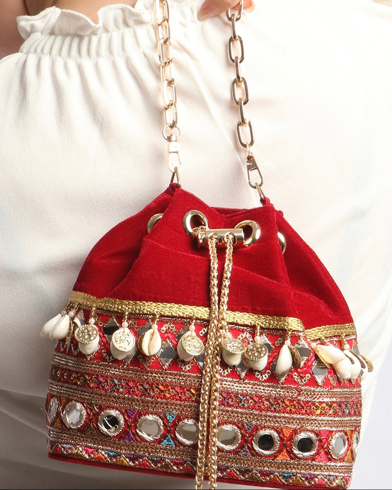 Red Velvet Bucket Bag