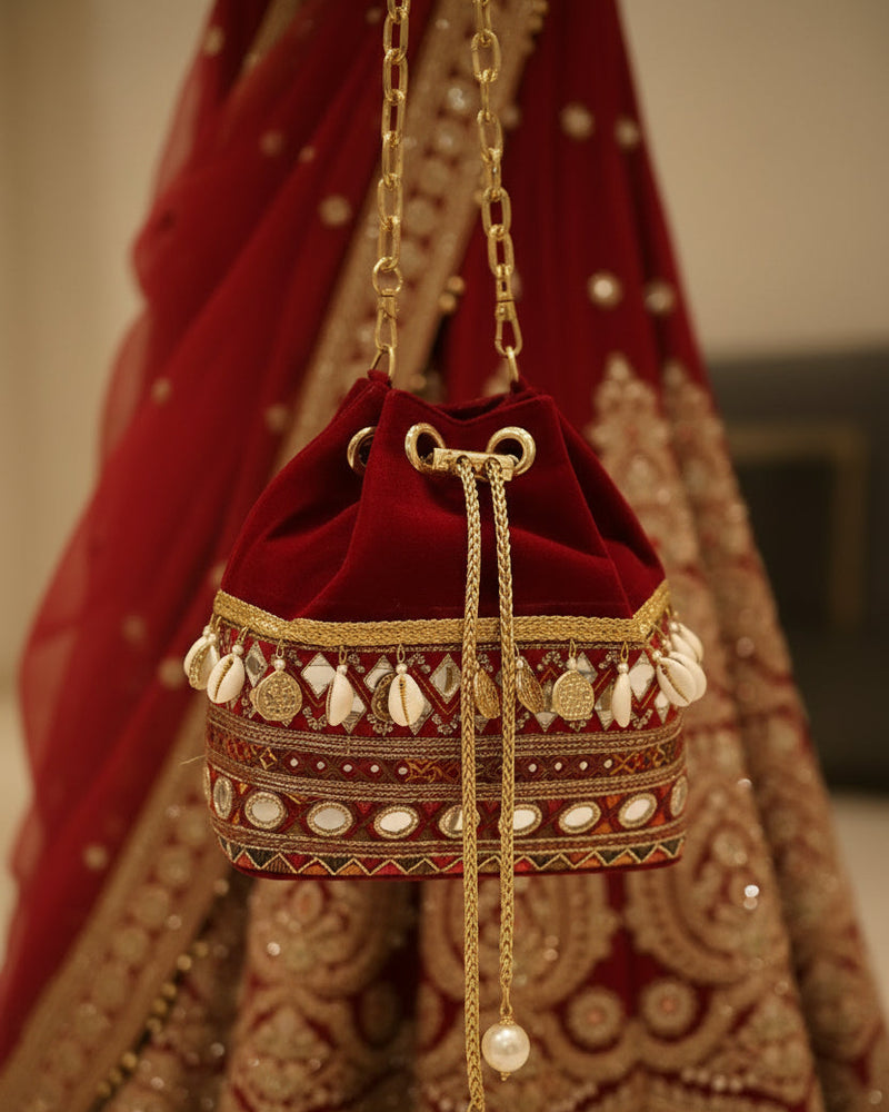 Red Velvet Bucket Bag