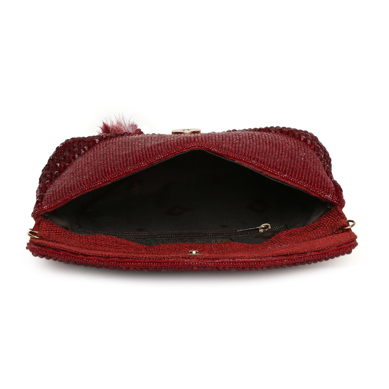 Annie Red Fur Clutch Bag