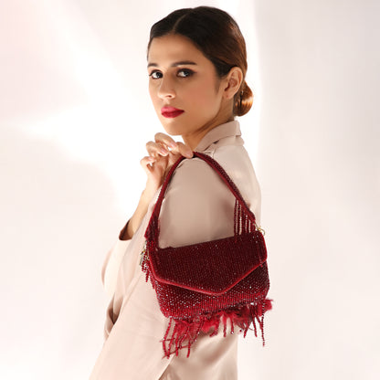 womens red clutch bag