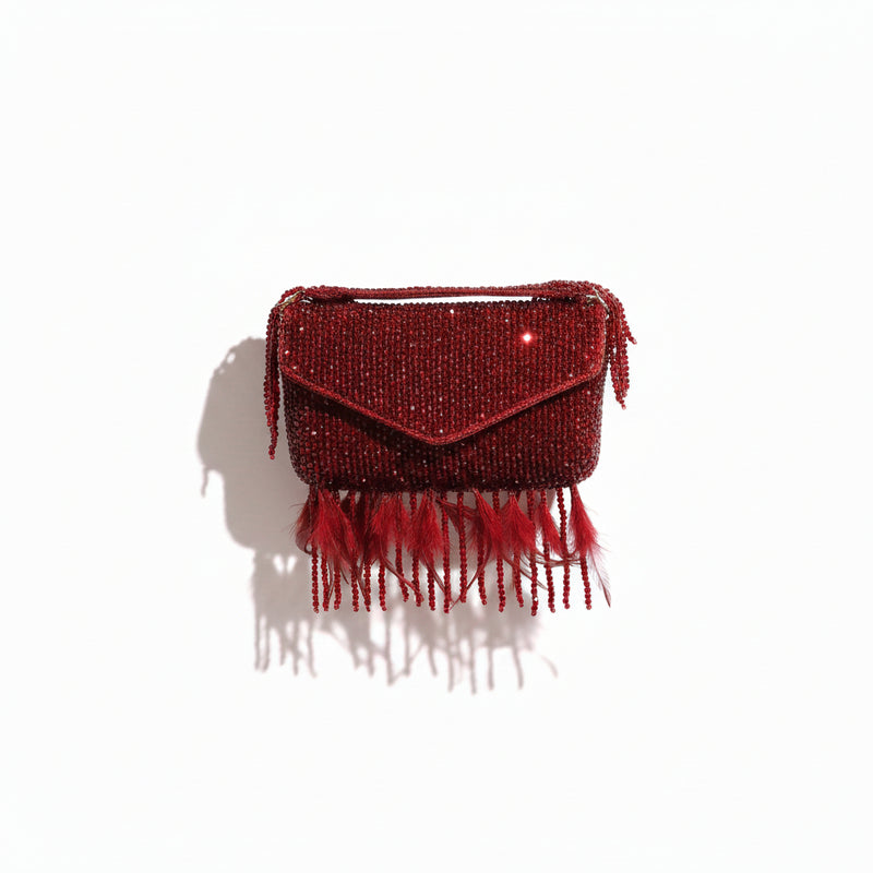 Annie Red Fur Clutch Bag