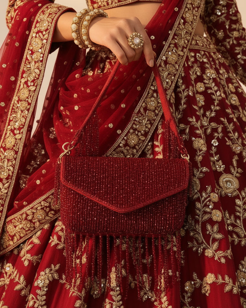 womens red clutch bag