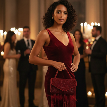 Annie Red Fur Clutch Bag