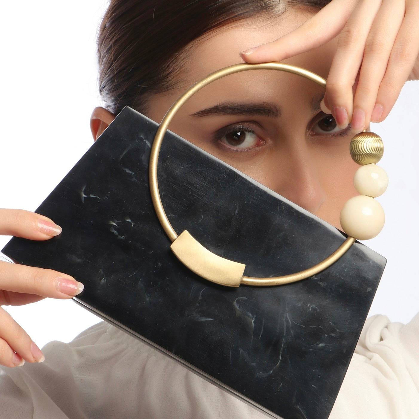 Resin Black Marble Finish Clutch
