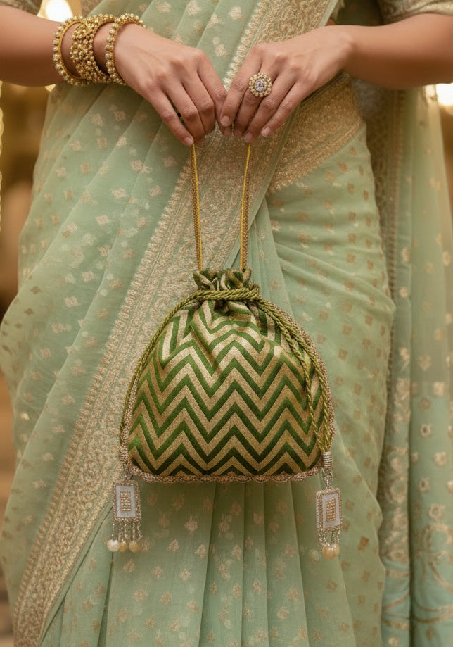 Silk Green Potli