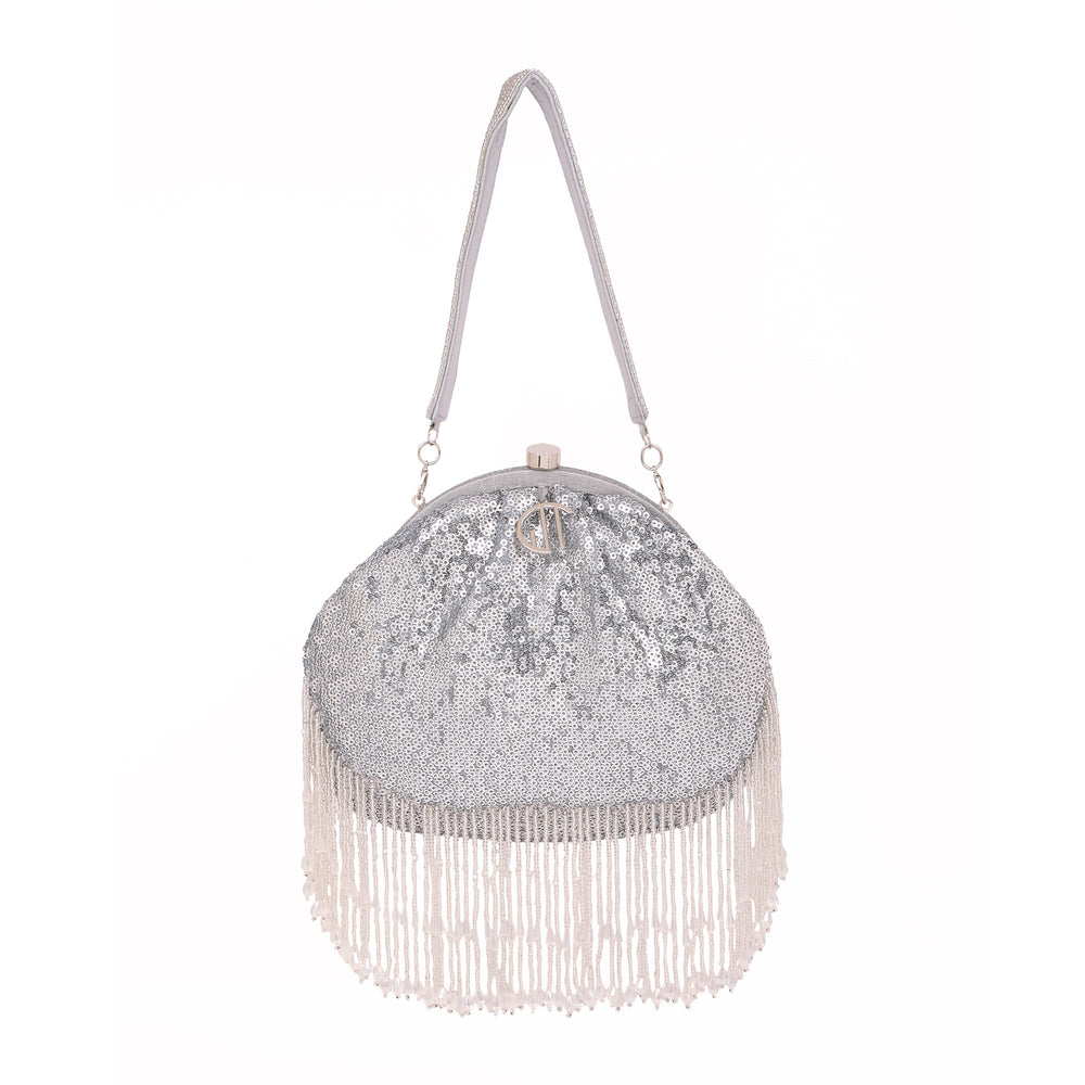 Glittoria  Silver Sequence Purse Handbag