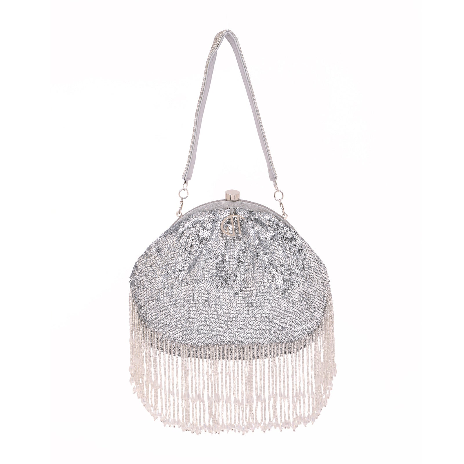 Glittoria  Silver Sequence Purse Handbag