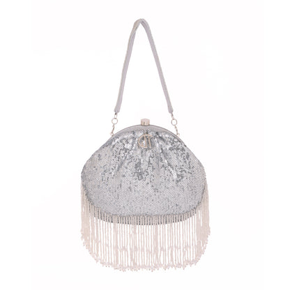 Glittoria  Silver Sequence Purse Handbag