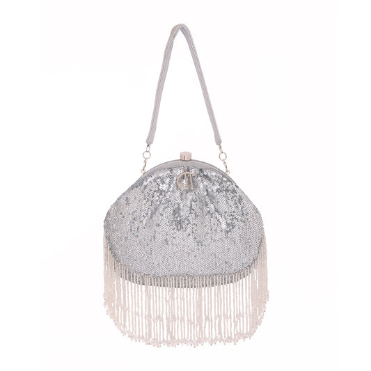 Glittoria  Silver Sequence Purse Handbag