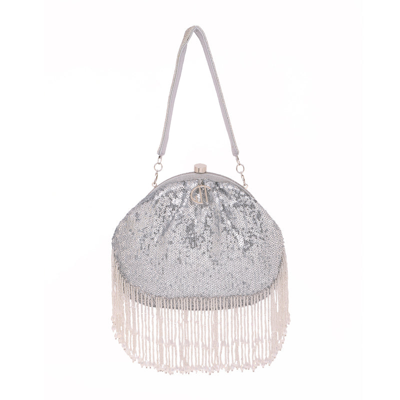 Glittoria  Silver Sequence Purse Handbag