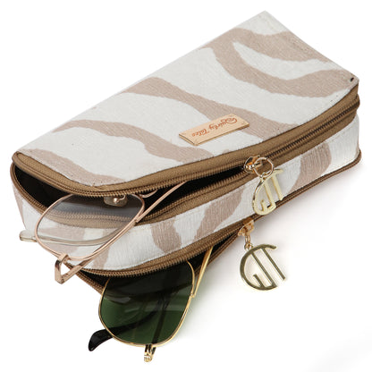 WHITE BROWN ZEBRA PRINT SUNGLASS COVER