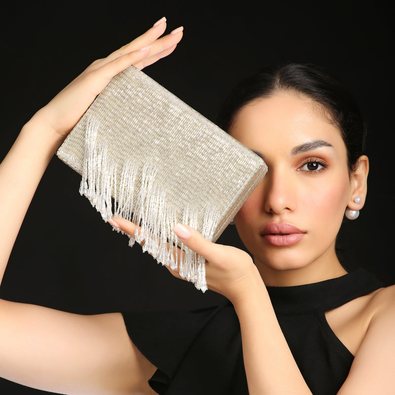 Edie Silver Clutch bag