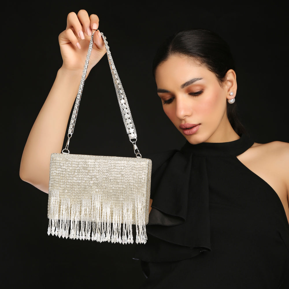 Edie Silver Clutch bag
