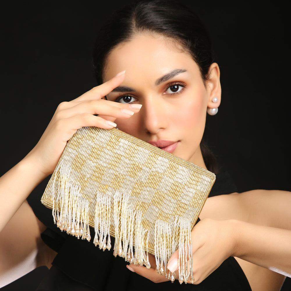 Edie Silver Gold Clutch bag