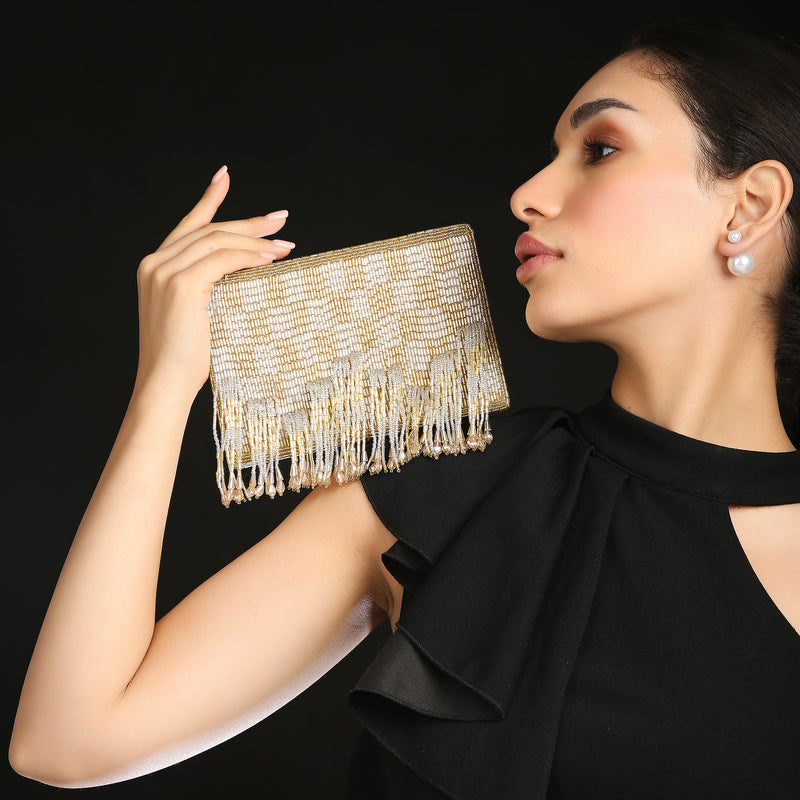 Edie Silver Gold Clutch bag