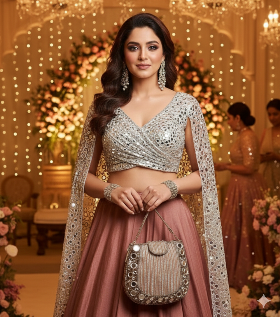 Mirror champagne Rose Gold Mini Handbag