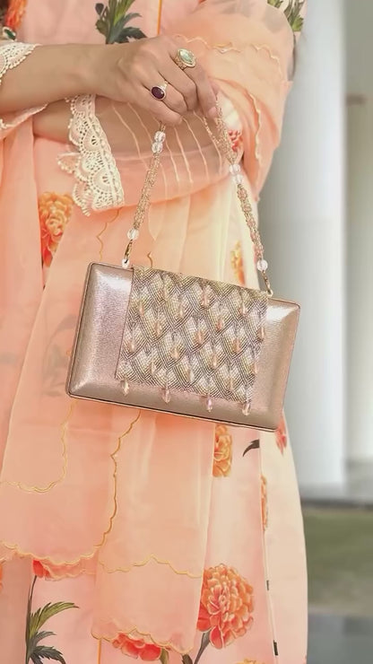 Chloee Rosegold Box Clutch