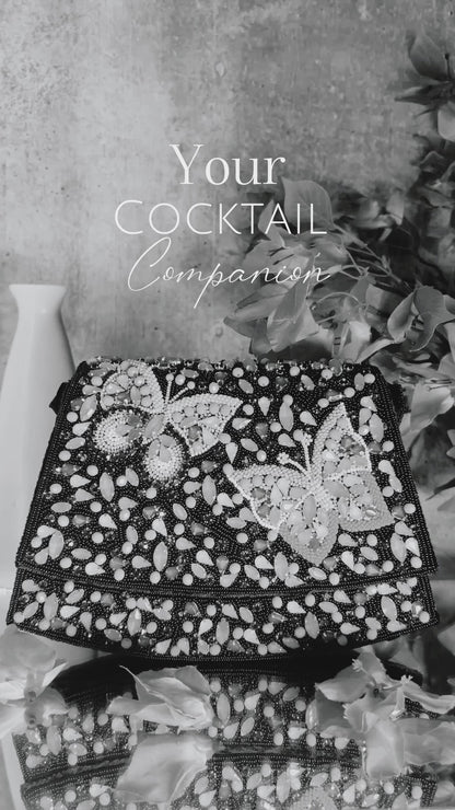 Elara Handbag With Beaded Butterfly Motif 