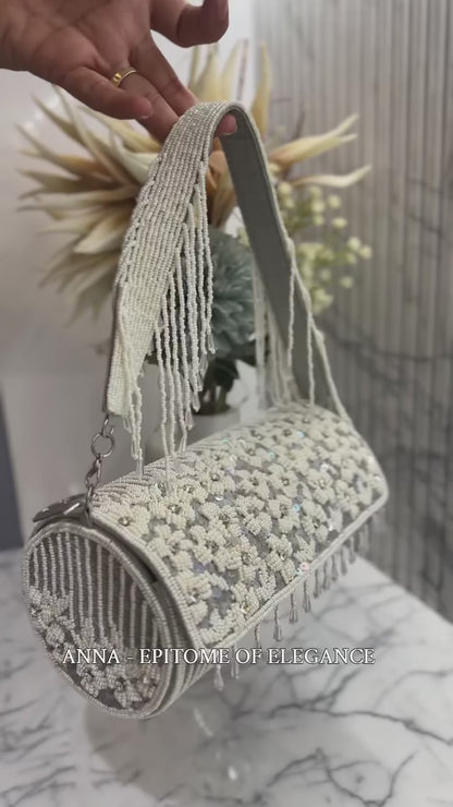 Anna Grey Cylindrical Clutch Bag