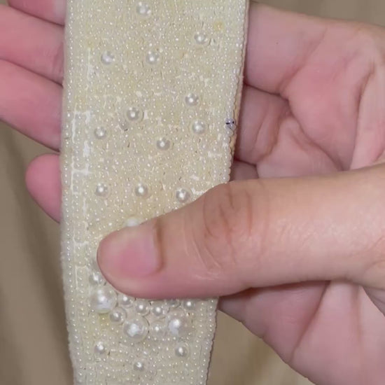 Olivia White Pearl Beaded Potli Bag