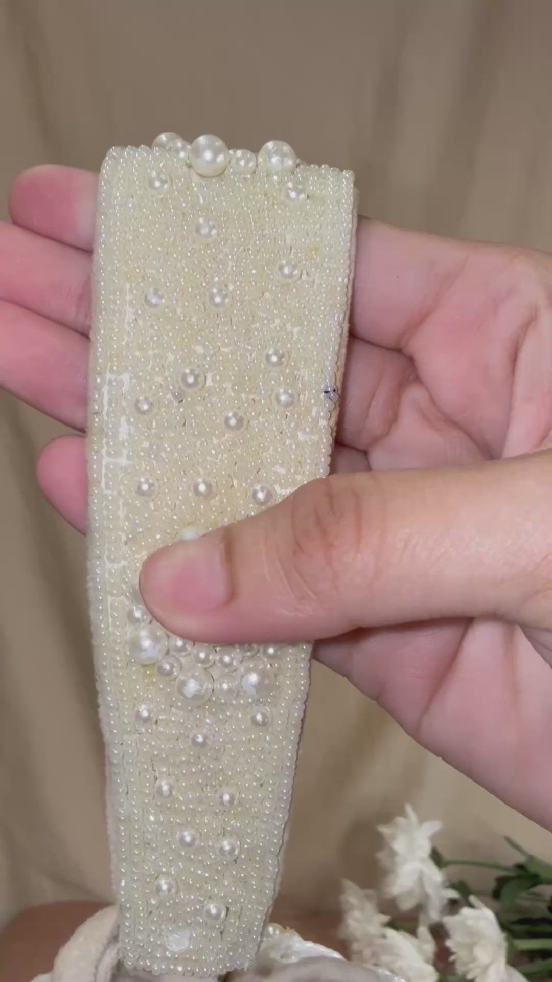 Olivia White Pearl Beaded Potli Bag