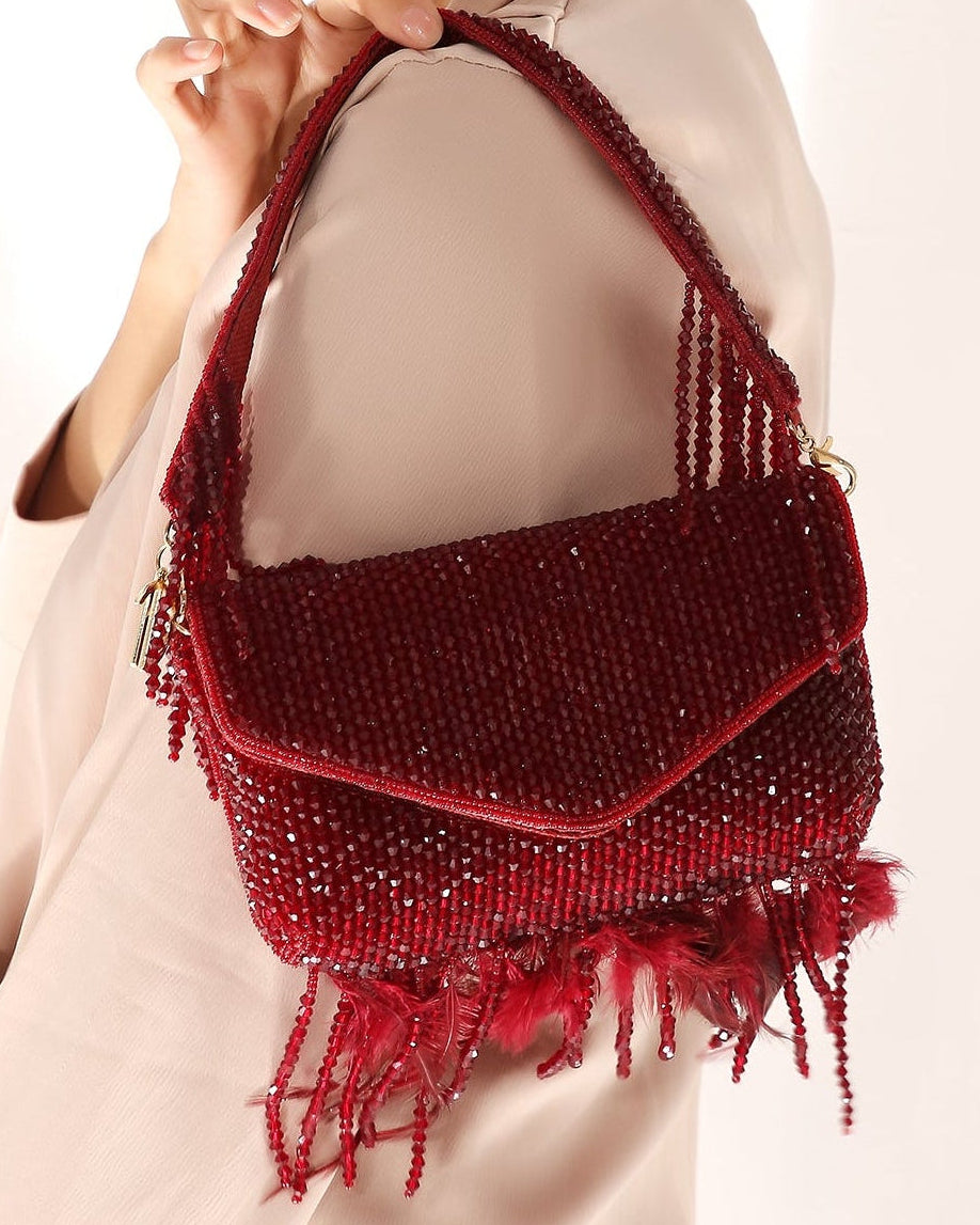 Annie Red Fur Clutch Bag