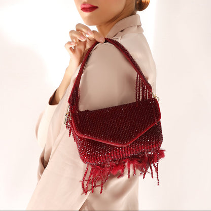 Annie Red Fur Clutch Bag