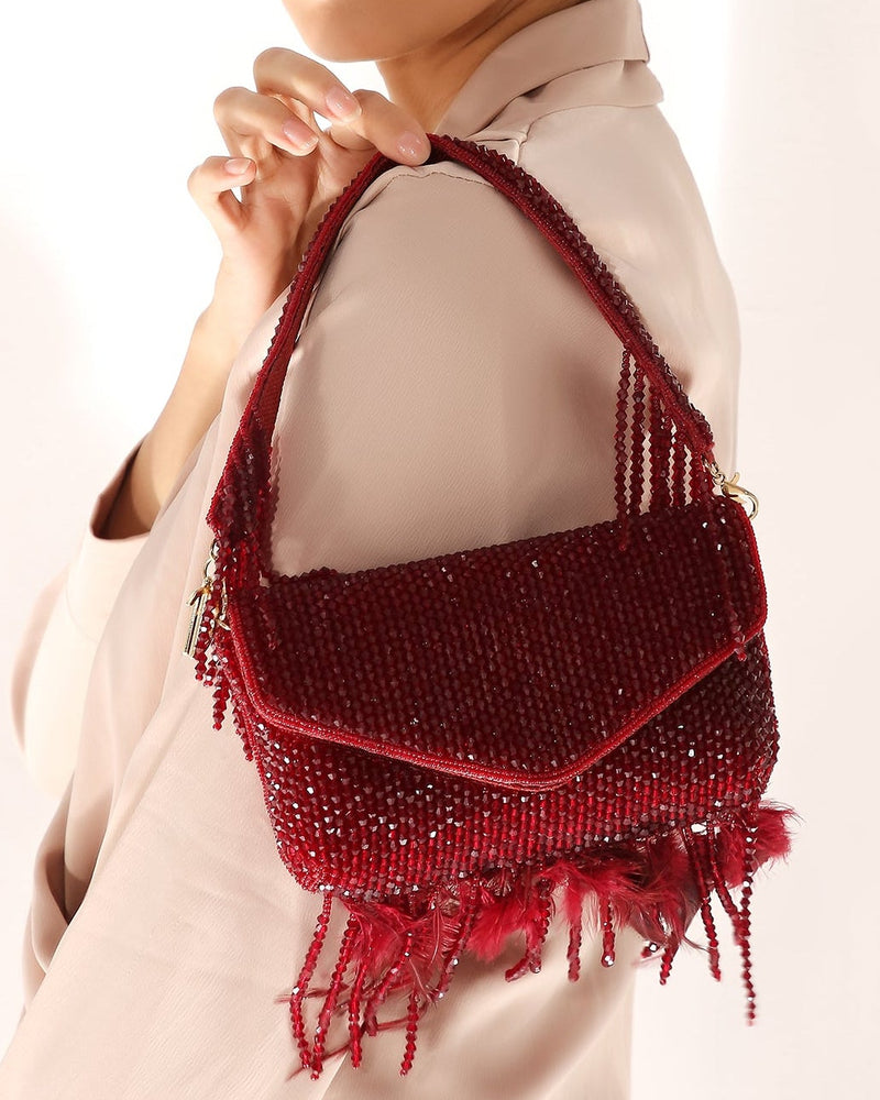 Annie Red Fur Clutch Bag
