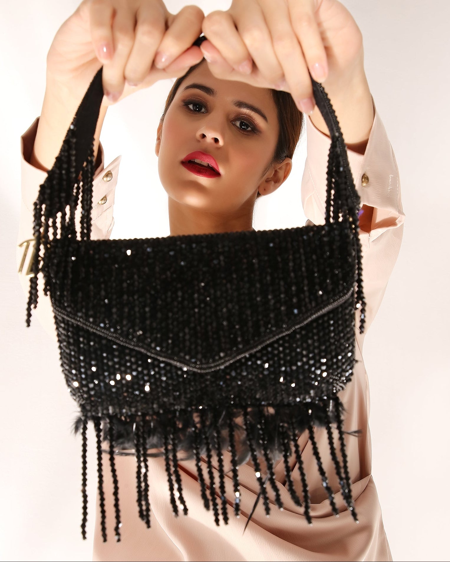 Annie Black Fur Clutch Bag