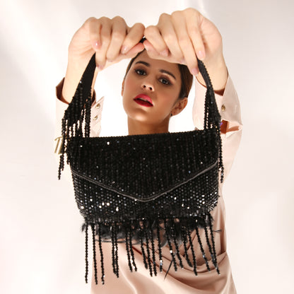 Annie Black Fur Clutch Bag