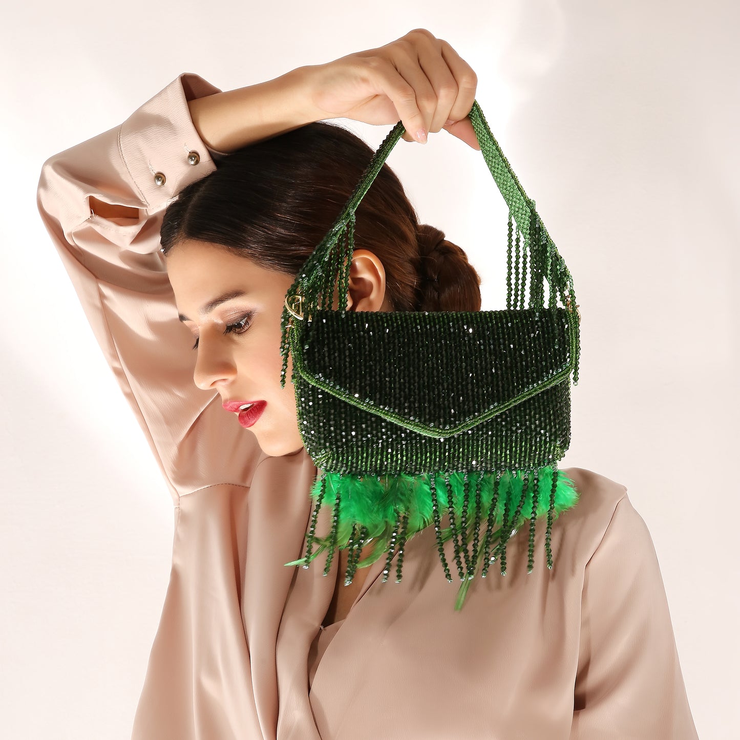 Annie Green Fur Clutch Bag