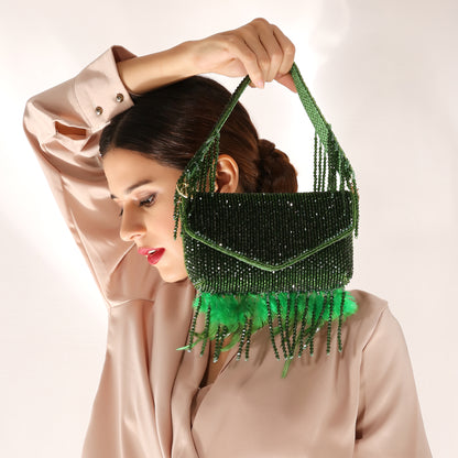 Annie Green Fur Clutch Bag