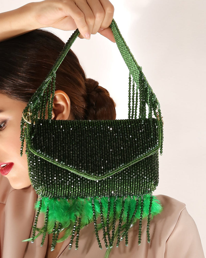 Annie Green Fur Clutch Bag