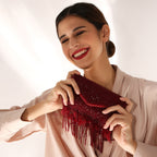 womens red clutch bag