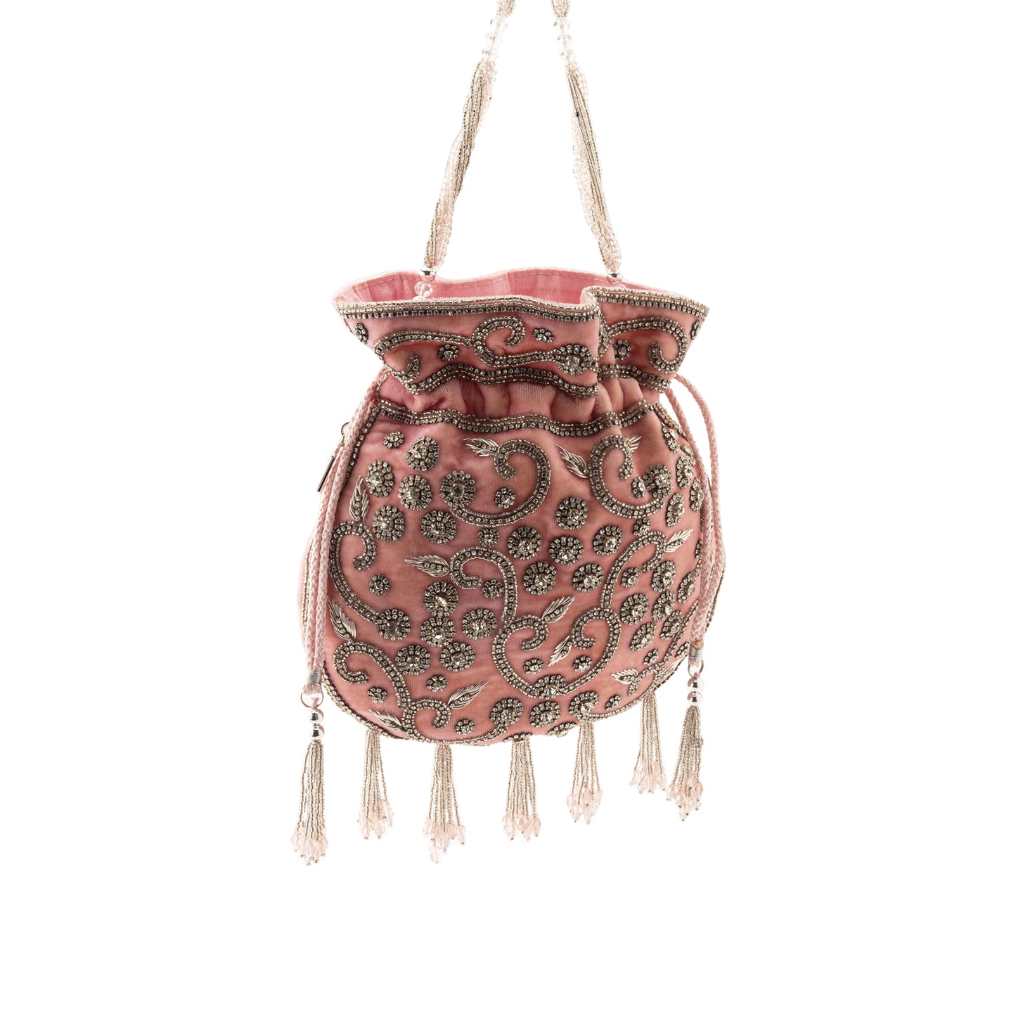 Ava embellished Pink potli bag