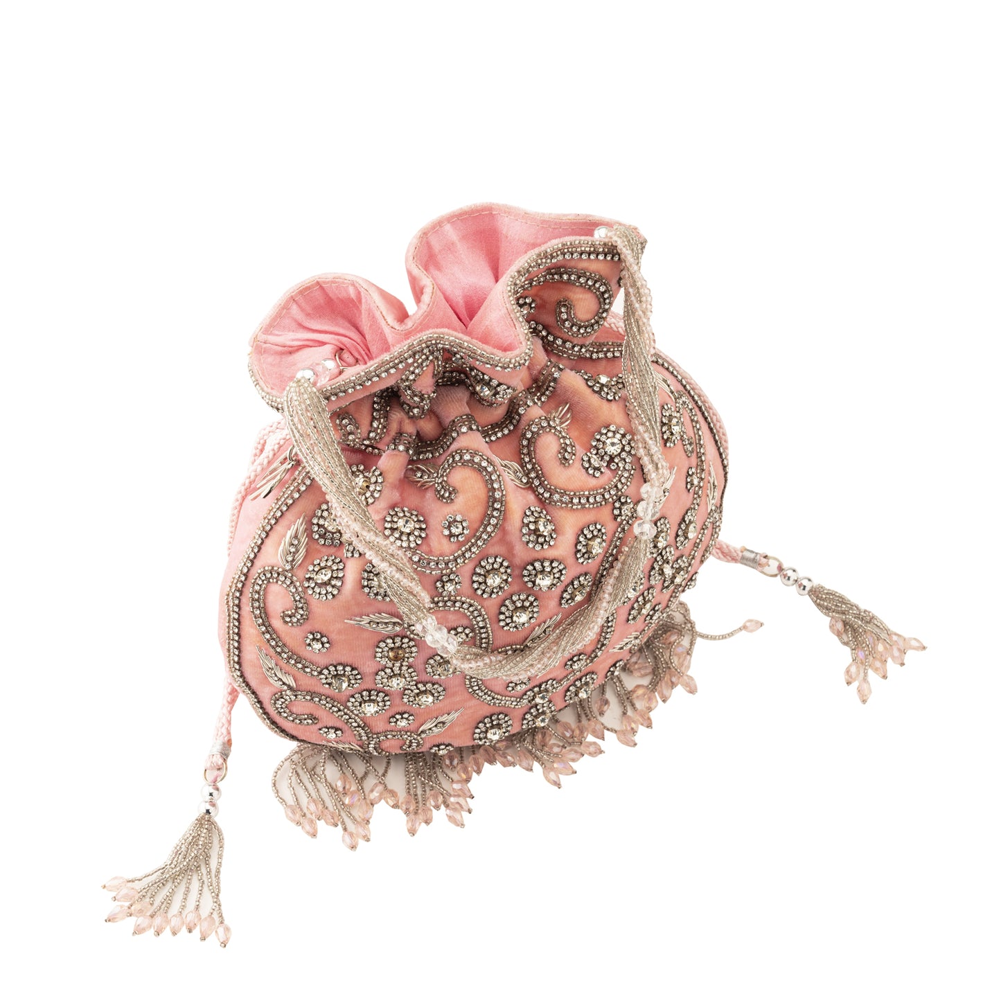 Ava embellished Pink potli bag