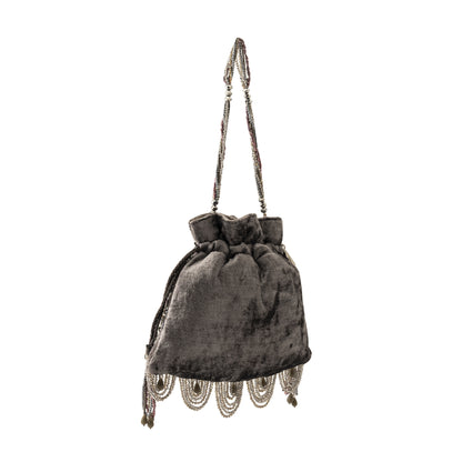 Fiona Beaded Grey Potli bag