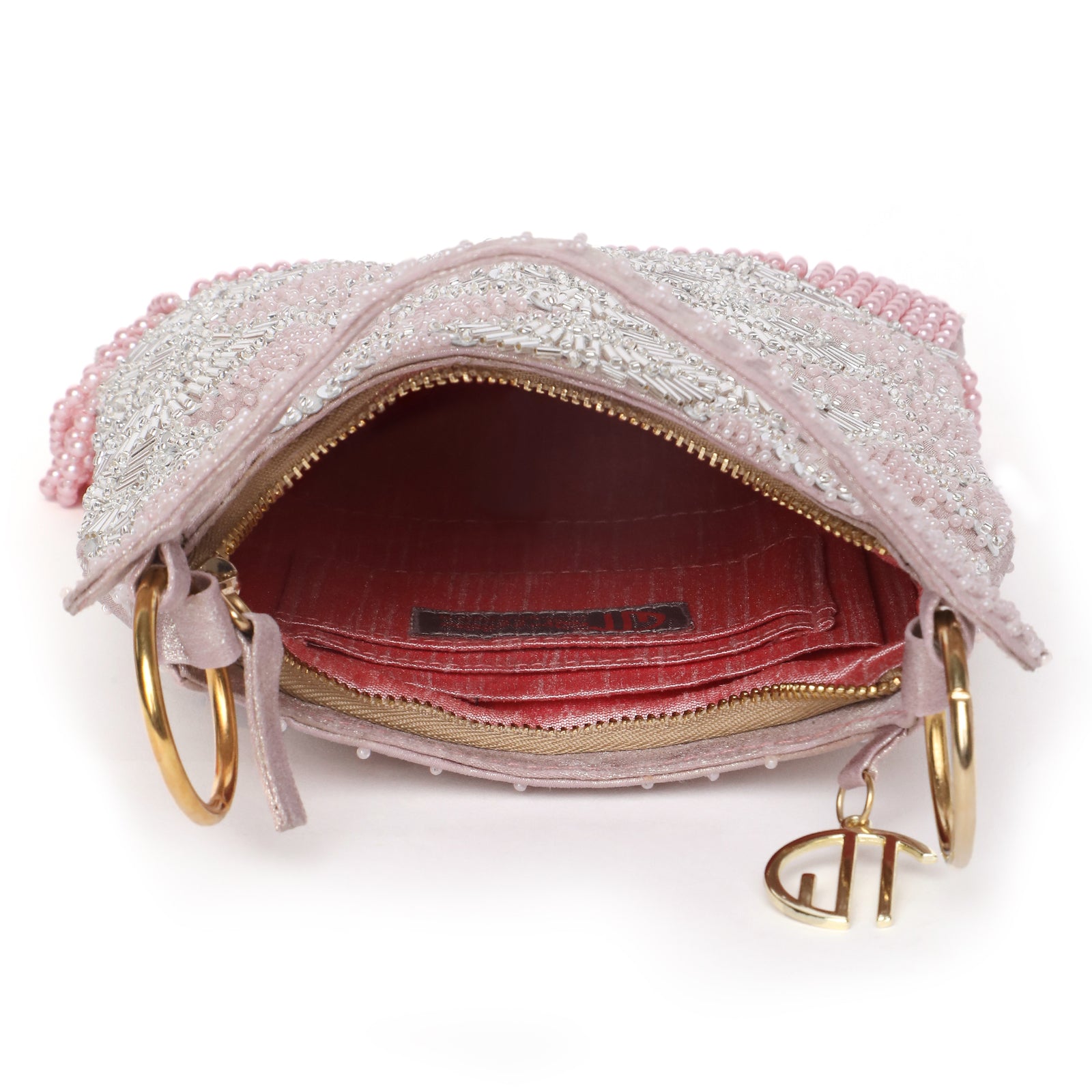 Ira Pink Embellished Handbag