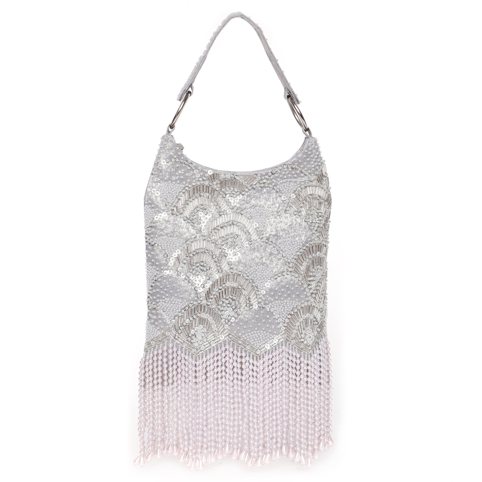 Ira Silver Embellished Handbag