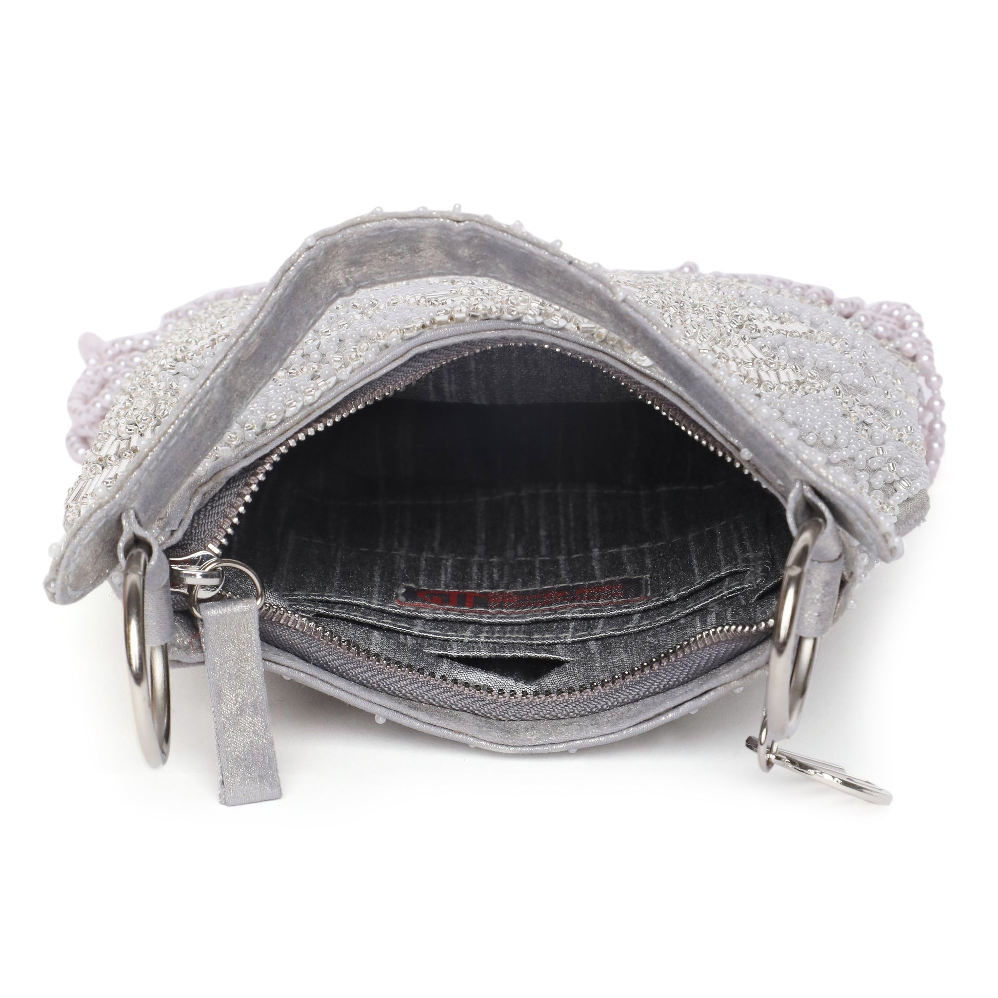 Ira Silver Embellished Handbag