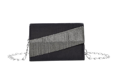 Ivy Grey Silver Velvet Handbag