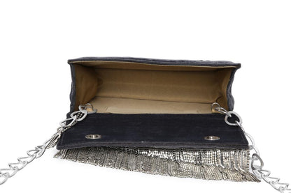 Ivy Grey Silver Velvet Handbag