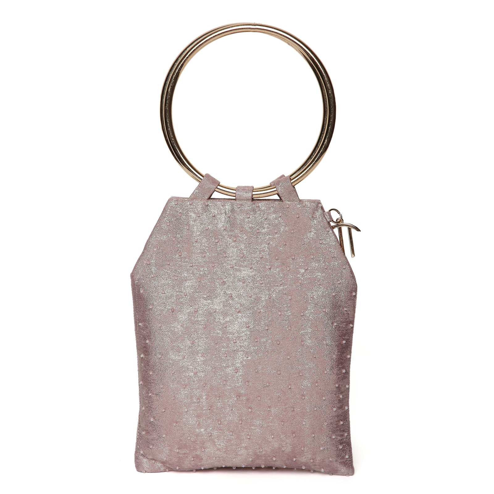 Pearl Embroidered Pink Bangle Handle Handbag