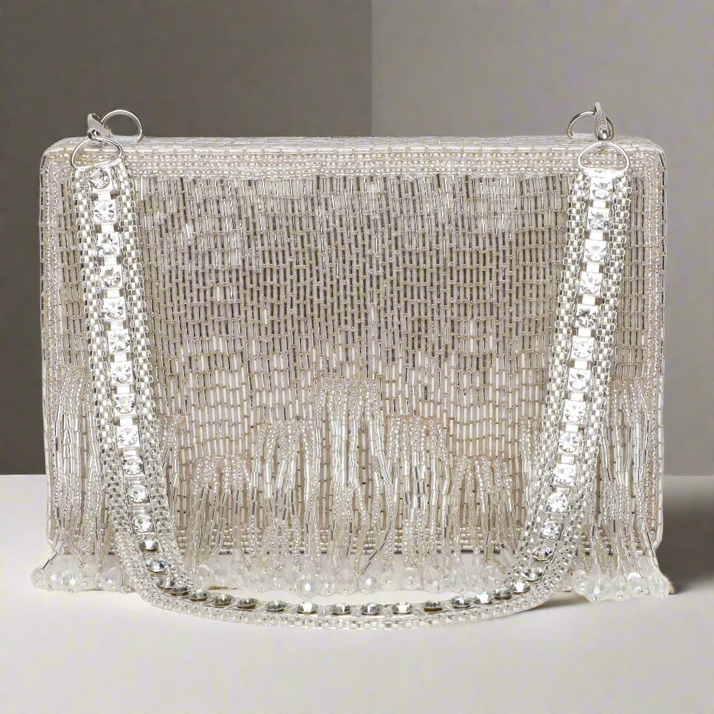 Edie Silver Clutch bag