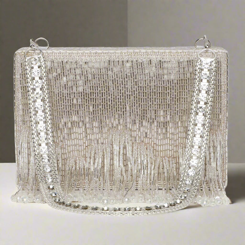 Edie Silver Clutch bag