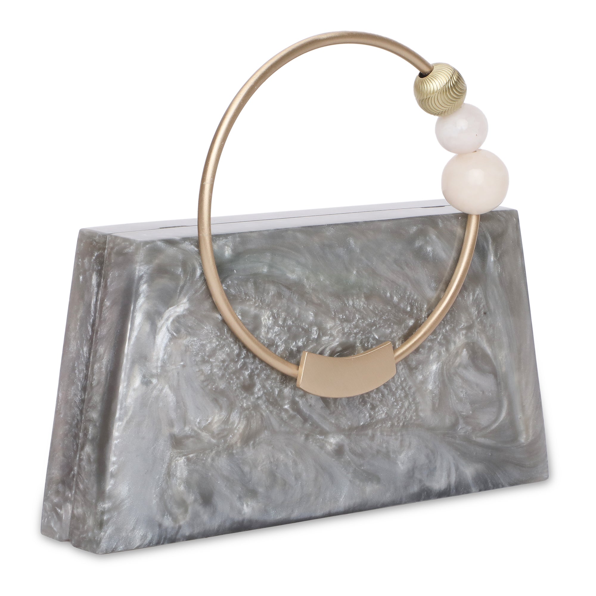 Grey pearl clutch discount bag