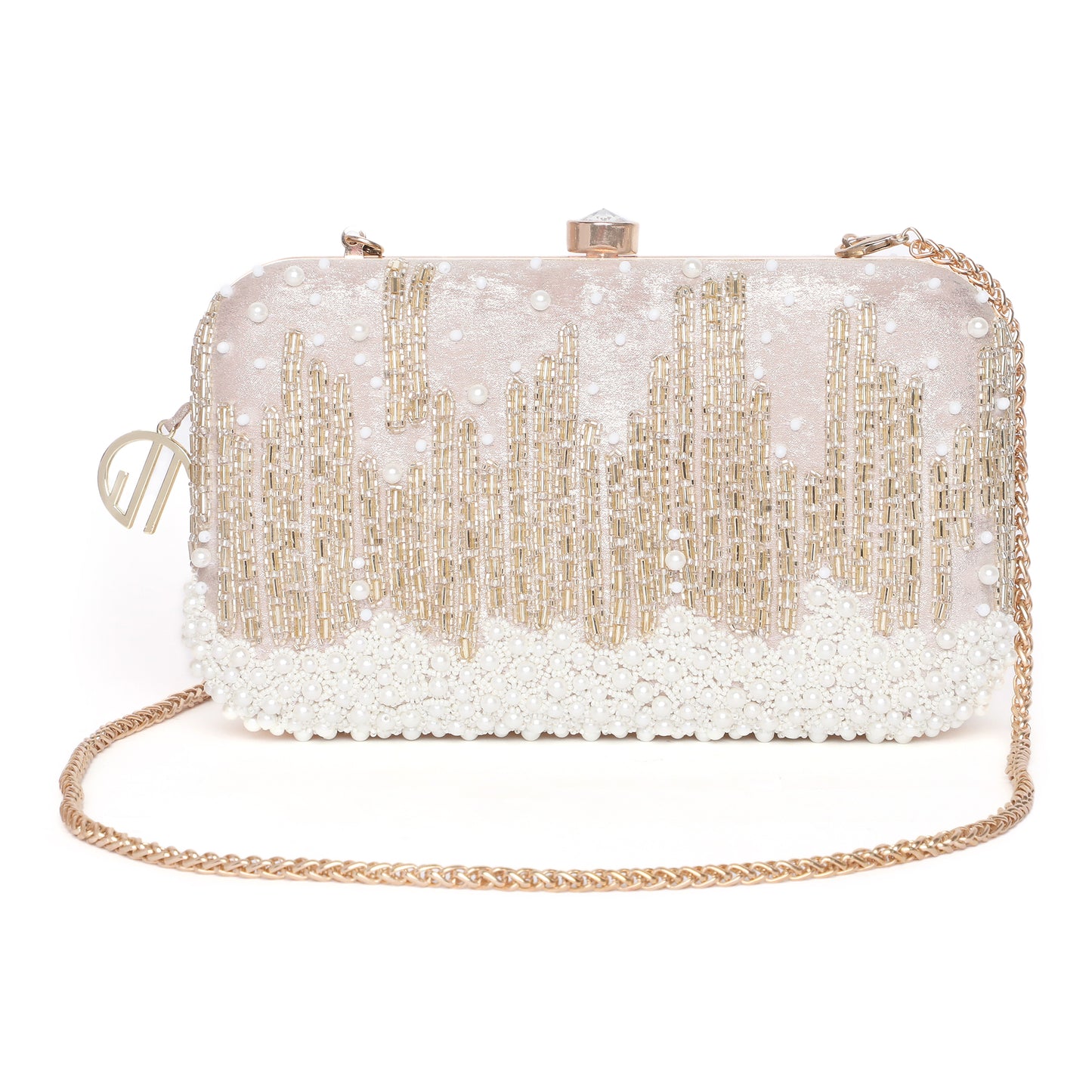 Grace Embellished Rosegold Clutch bag