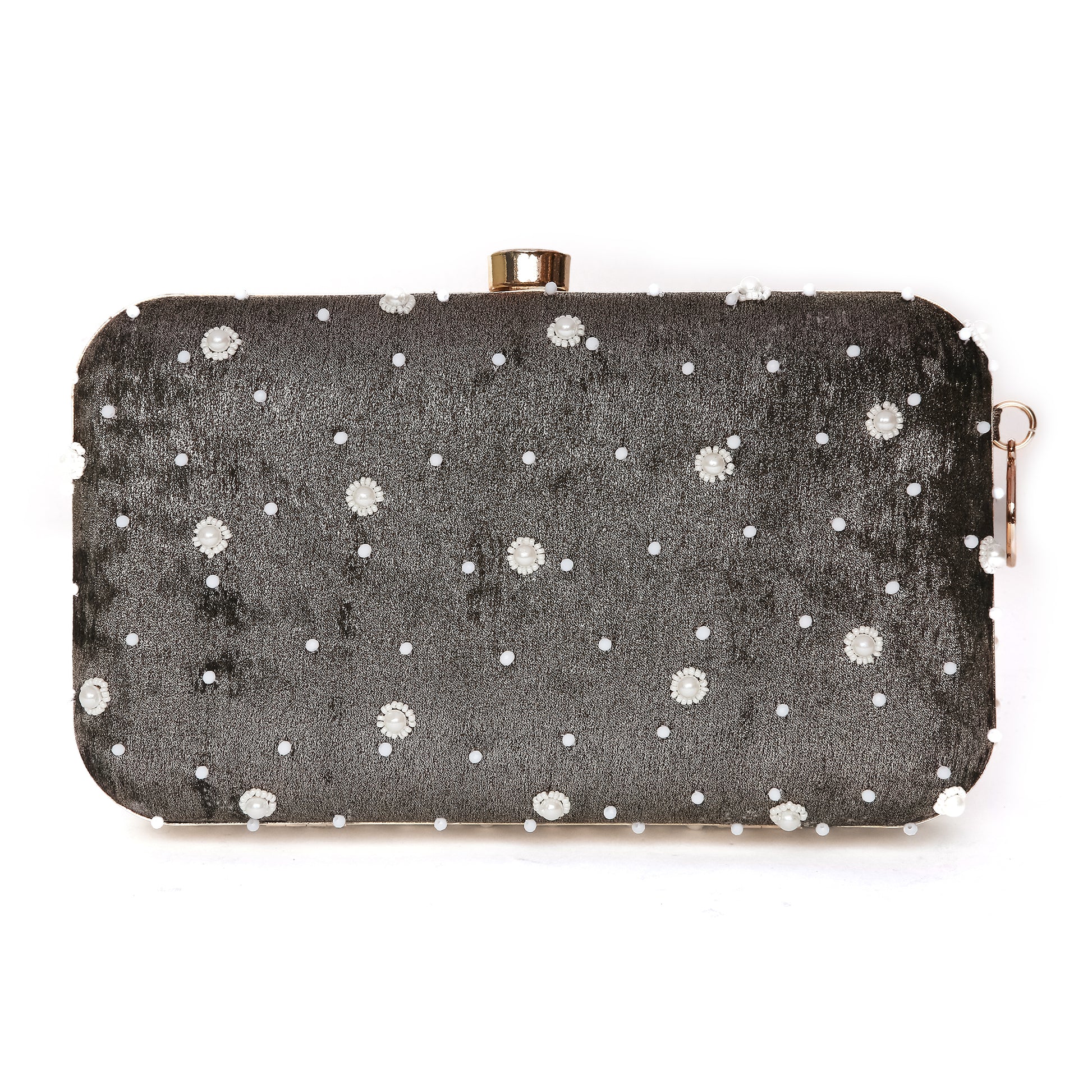 Grace Embellished Grey Clutch bag